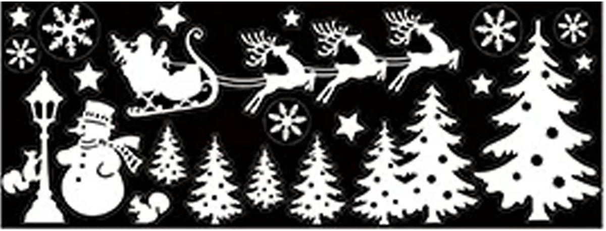 Annas Collection Kerst raamstickers Bomen - vel van 34 x 28 cm - raamdecoratie - kerstversiering